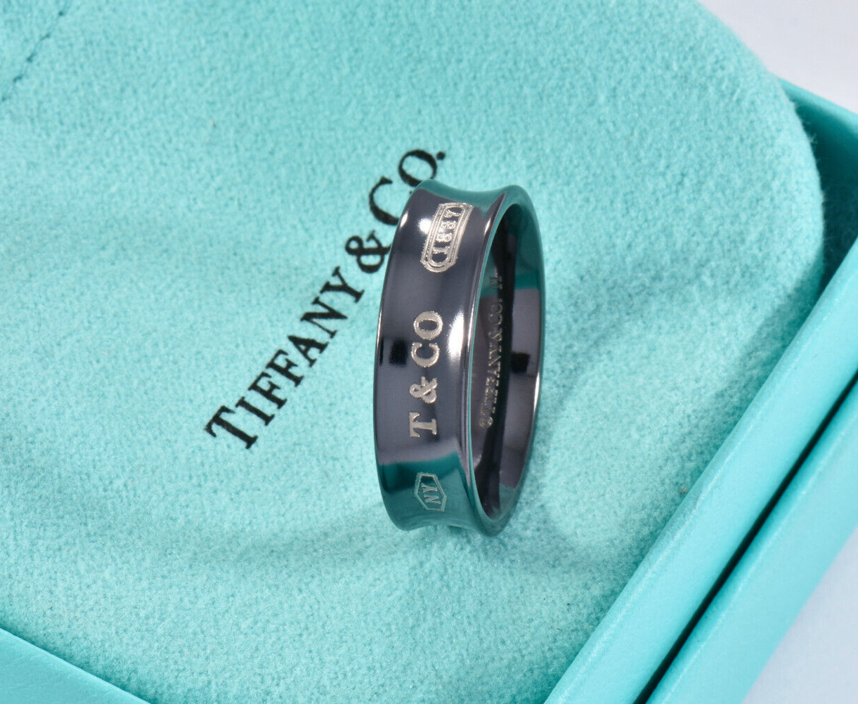 Size 6 Tiffany & Co Titanium 1837 Medium Band Ring in Pouch New Version Mens