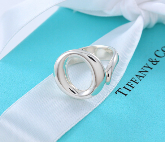 Size 7 Tiffany & Co Silver Elsa Peretti Sevillana O Ring in Box Pouch Ribbon