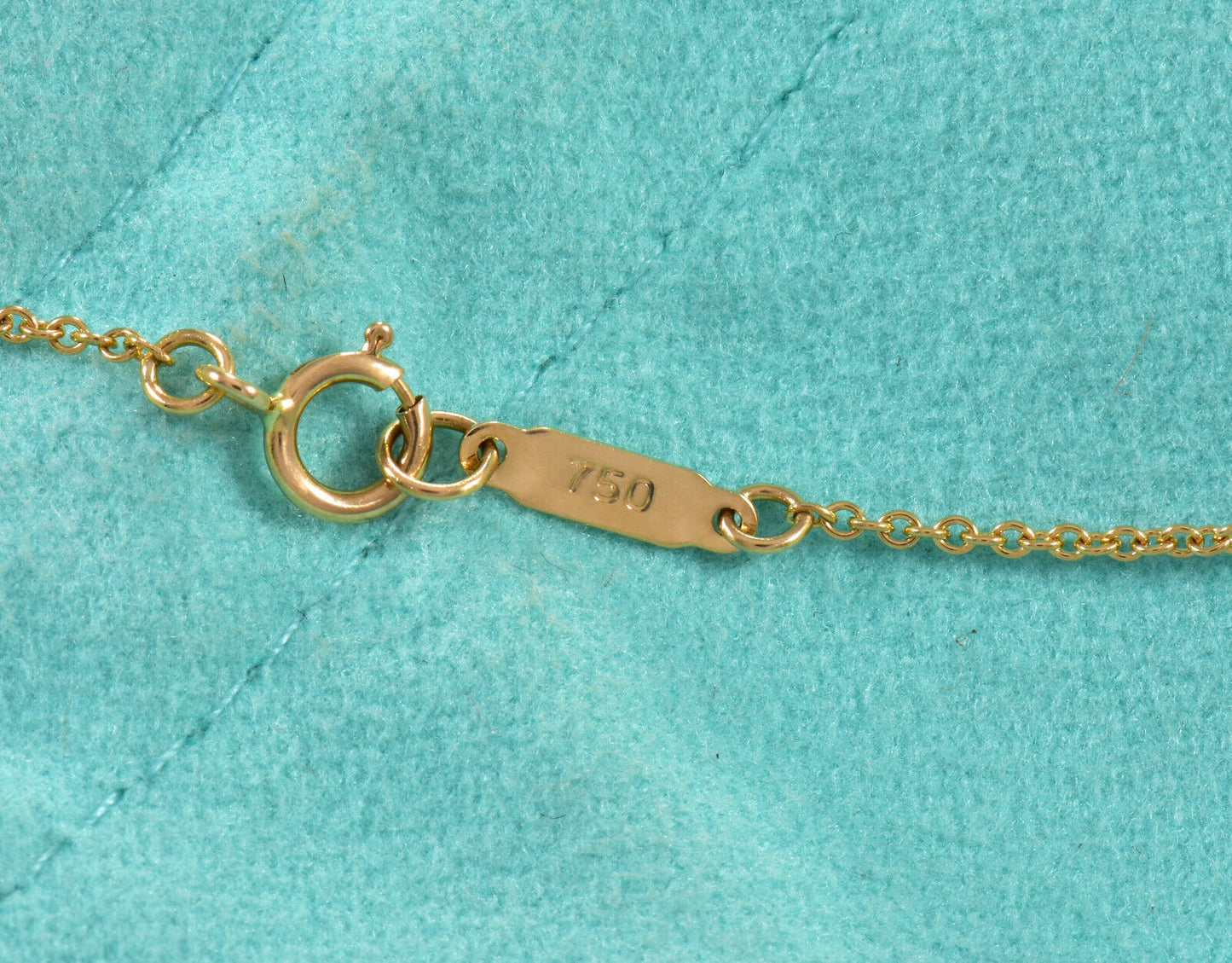 Vintage Tiffany & Co Diamond Signature Pearl 18K Yellow Gold Solitaire Necklace