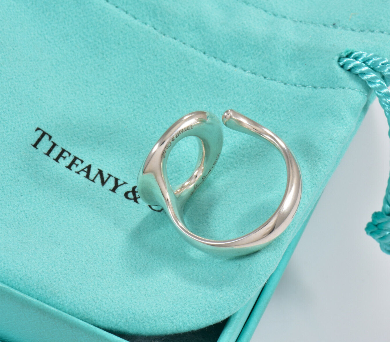 Size 6 Tiffany & Co Silver Elsa Peretti Sevillana O Ring in Box Pouch Ribbon