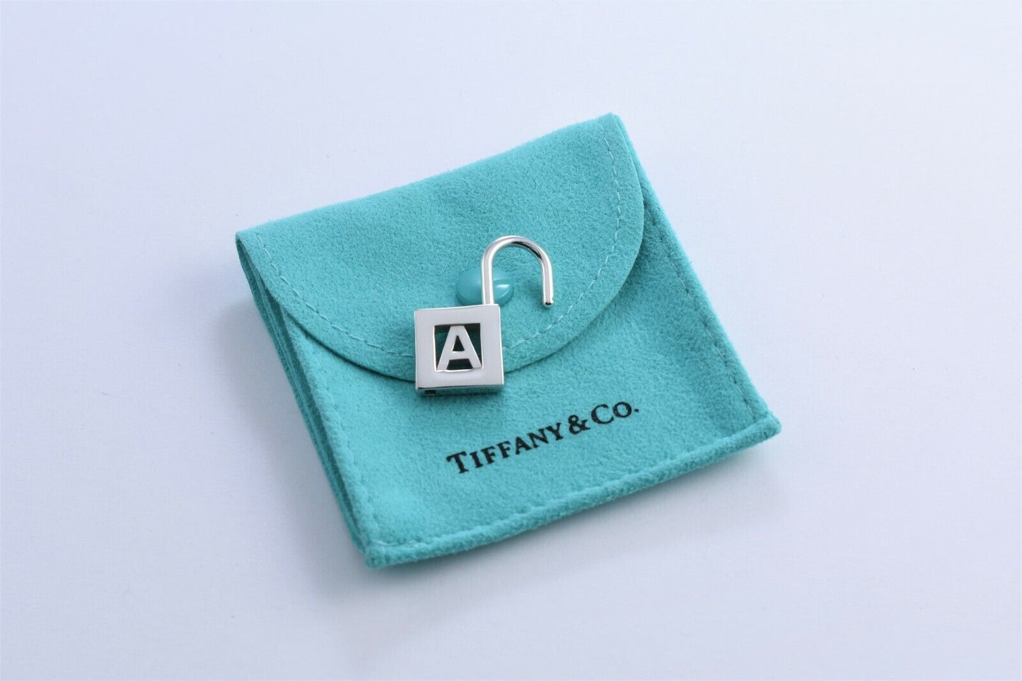 Tiffany & Co Sterling Silver Letter A Lock Charm Pendant For Necklace & Bracelet