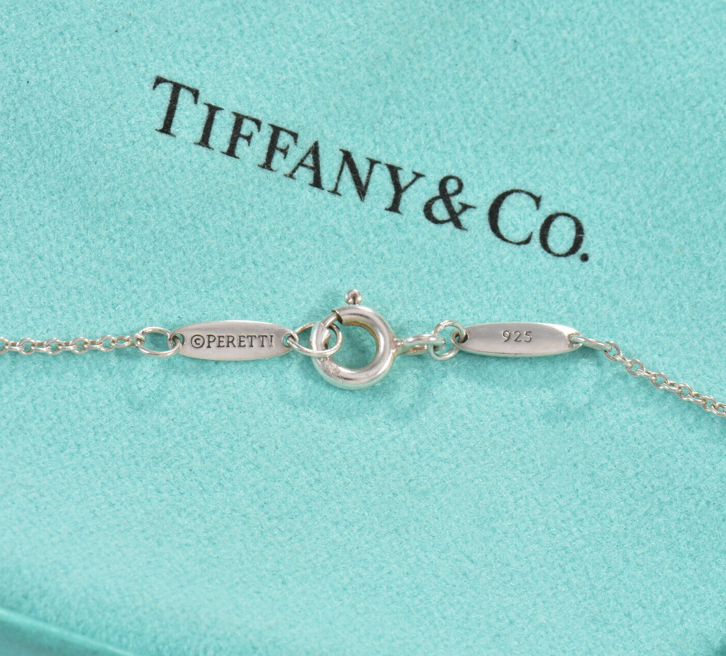 7.5" Tiffany & Co Silver Elsa Peretti Aquamarine Color By Yard Bracelet in Box