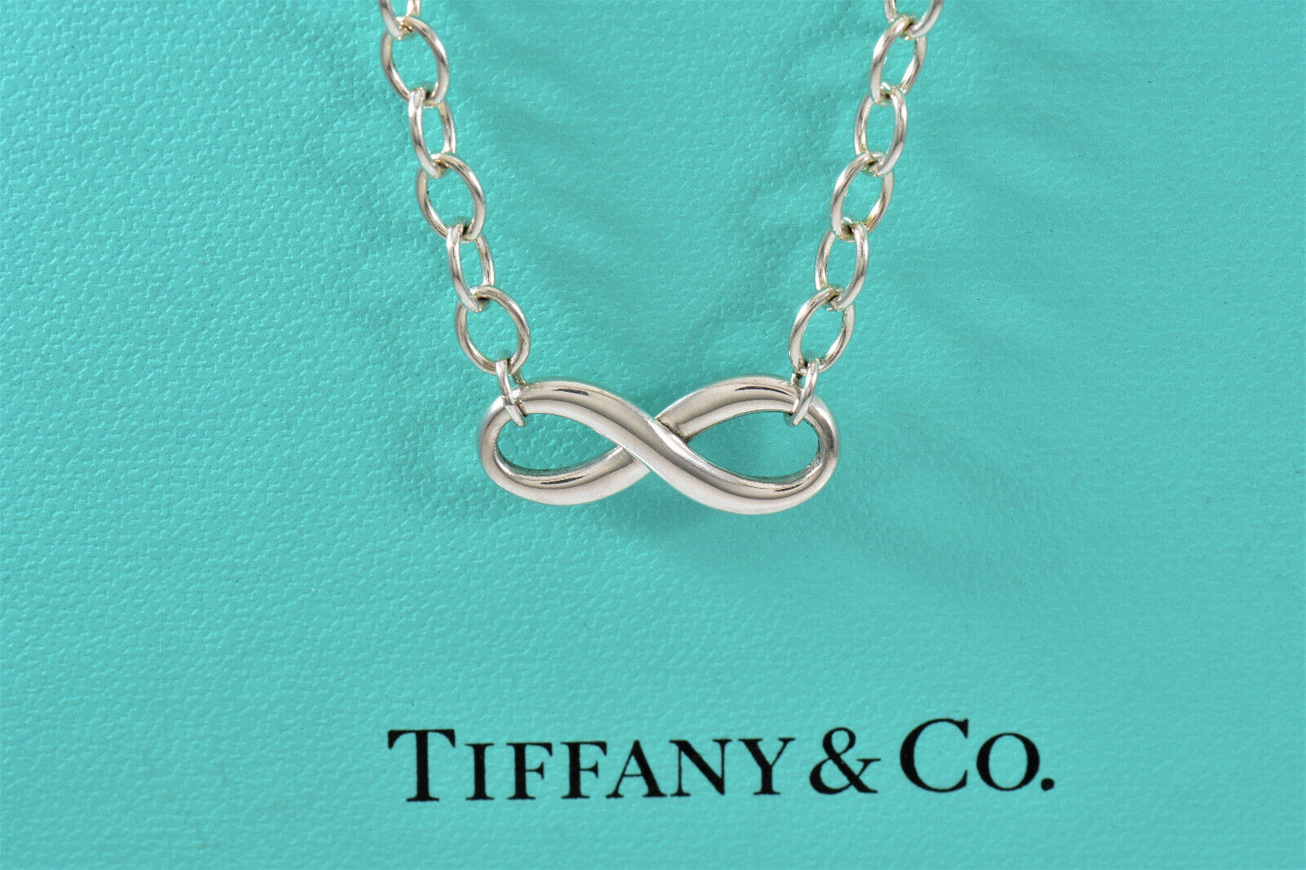 Tiffany & Co Silver Infinity Large Heavy Link 18" Necklace in Box Pouch Rare