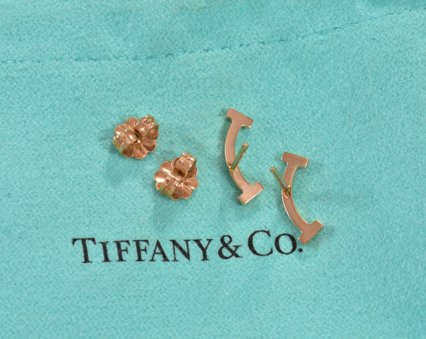 Tiffany & Co Diamond 18K Rose Gold Smile Earrings in Box Pouch Ribbon Studs Love