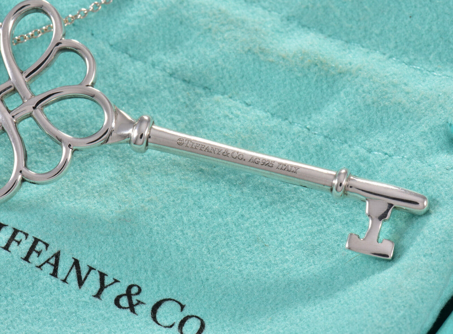 20.5" Tiffany & Co Silver XL 2.6" Large Garden Flower Knot Key Pendant Necklace