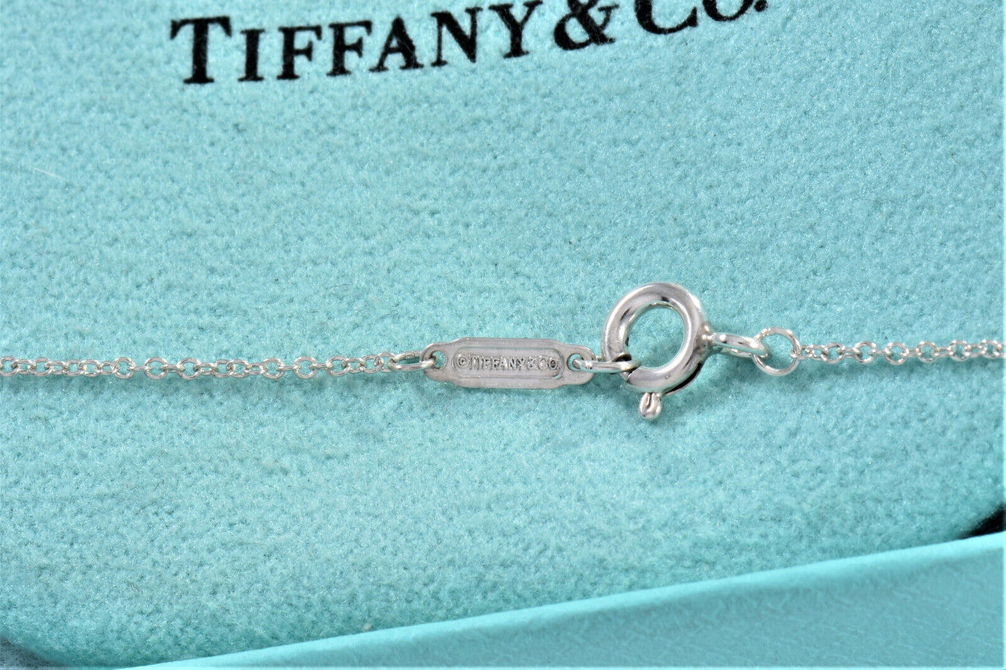 Tiffany & Co Silver Letter A Cursive Circle Pendant 17" Necklace in Box Pouch