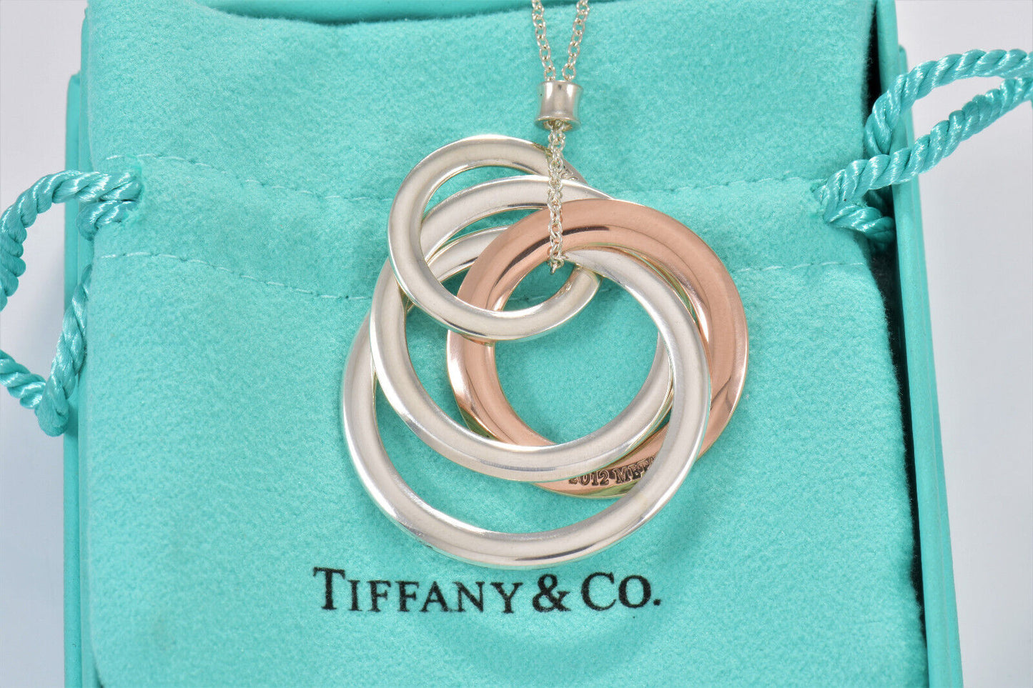 Tiffany & Co Silver Rubedo Large 1837 Interlocking Four Circles Pendant Necklace