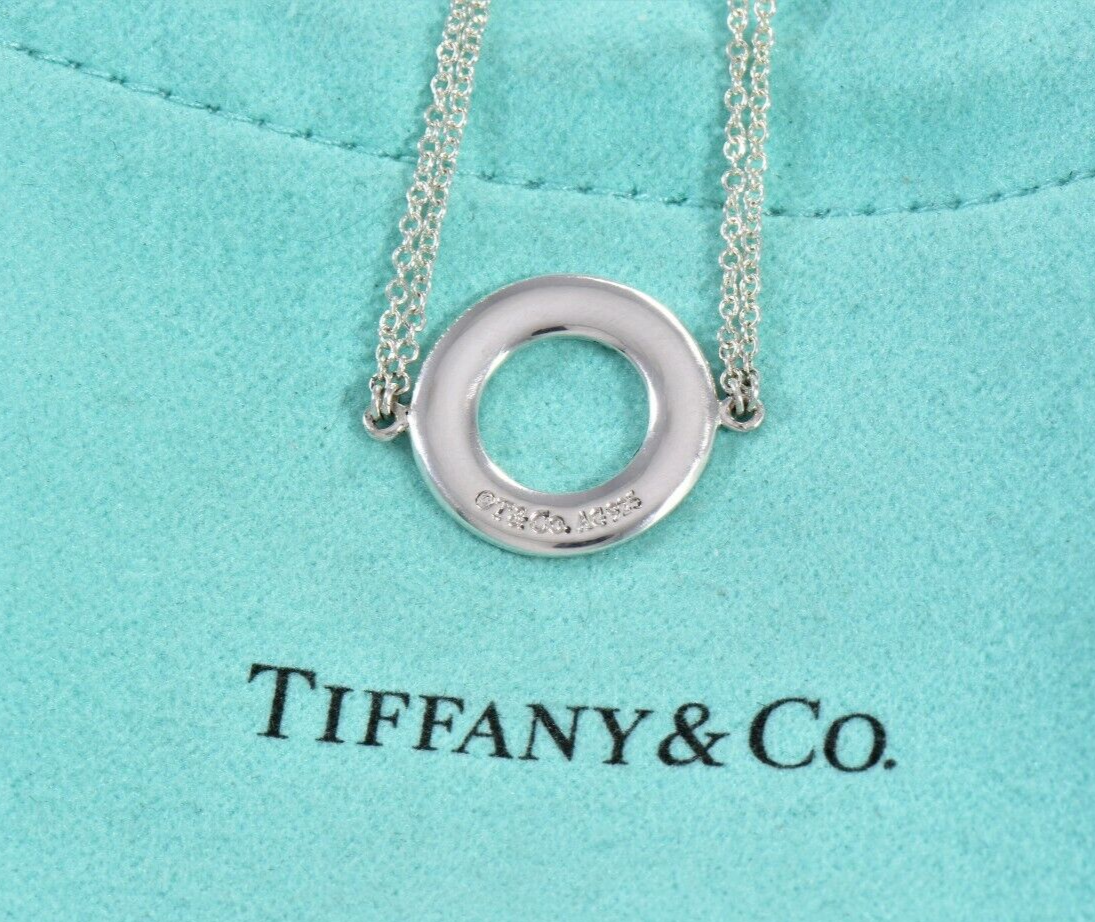 Tiffany & Co Sterling Silver 1837 Circle 7.25" Double Chain Bracelet in Pouch