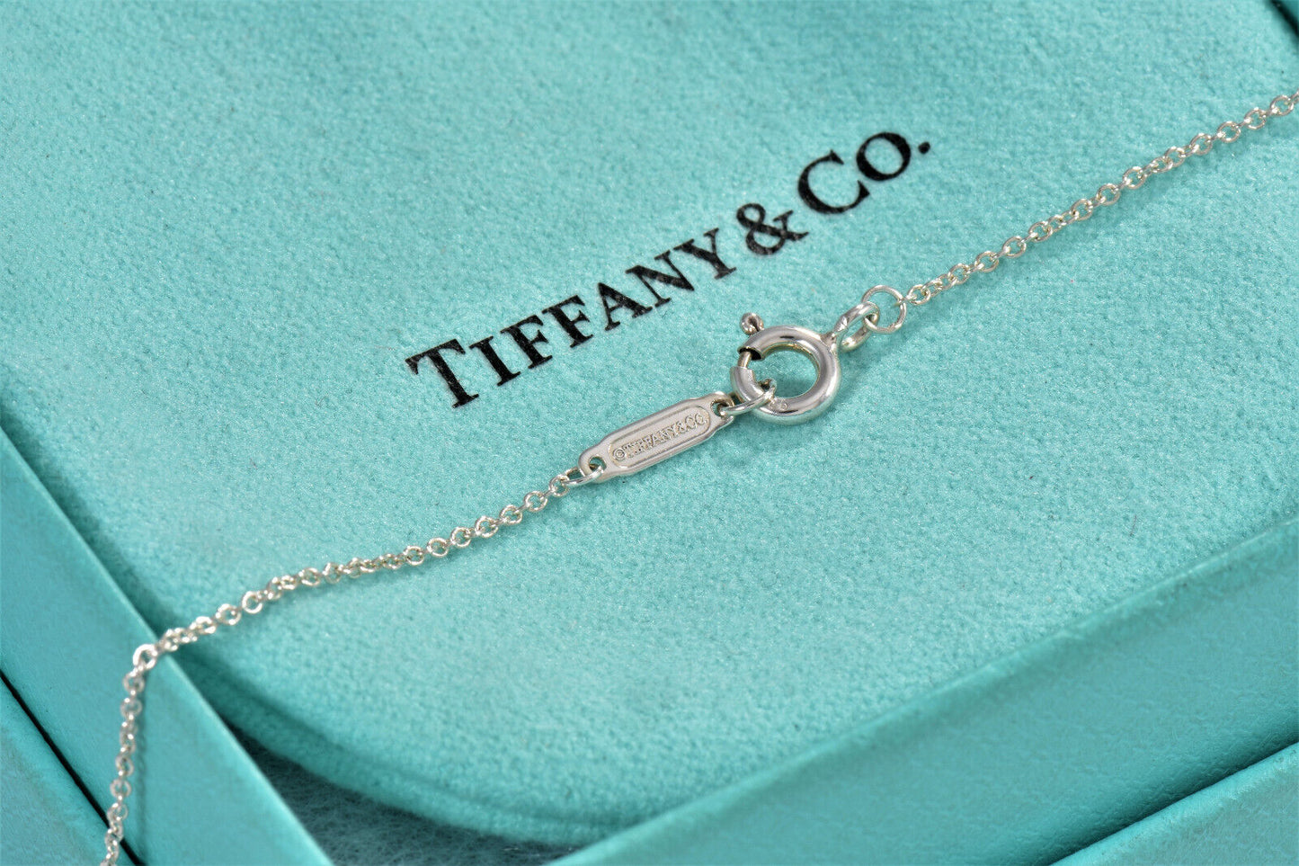 20" Tiffany & Co  Silver Larger 1837 Thin Bar Pendant Necklace Box Pouch Ribbon