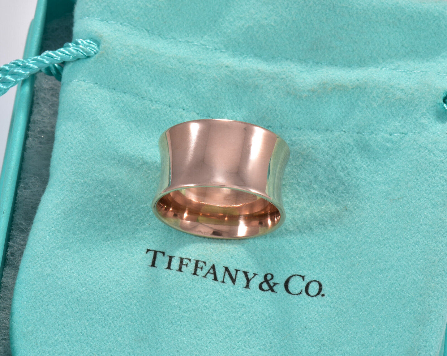 Size 7.5 Tiffany & Co Rubedo Gold Metal Wide 1837 Band Ring in Box Lovely Rare