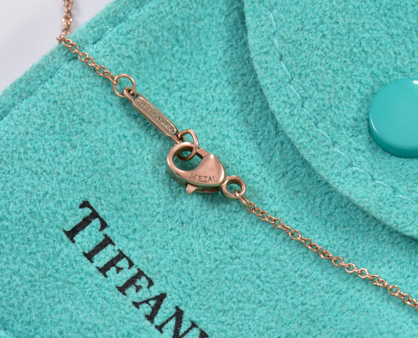 18" Tiffany & Co Rubedo Gold Metal Curb Chain Necklace For Pendant in Pouch Rare