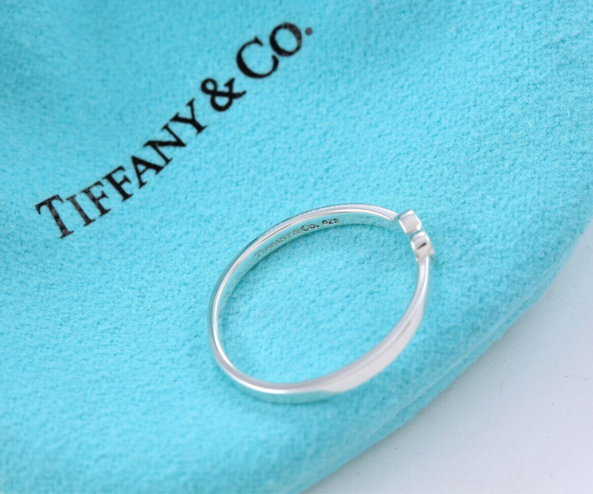 Size 6 Tiffany & Co Silver Paloma Picasso Heart Stacking Band Ring in Pouch