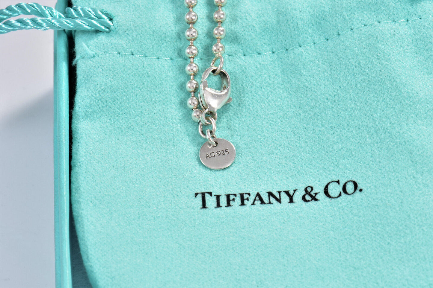 Tiffany & Co Silver 3mm Bead Chain 30.25" Necklace For Pendant In Pouch Mens Uni