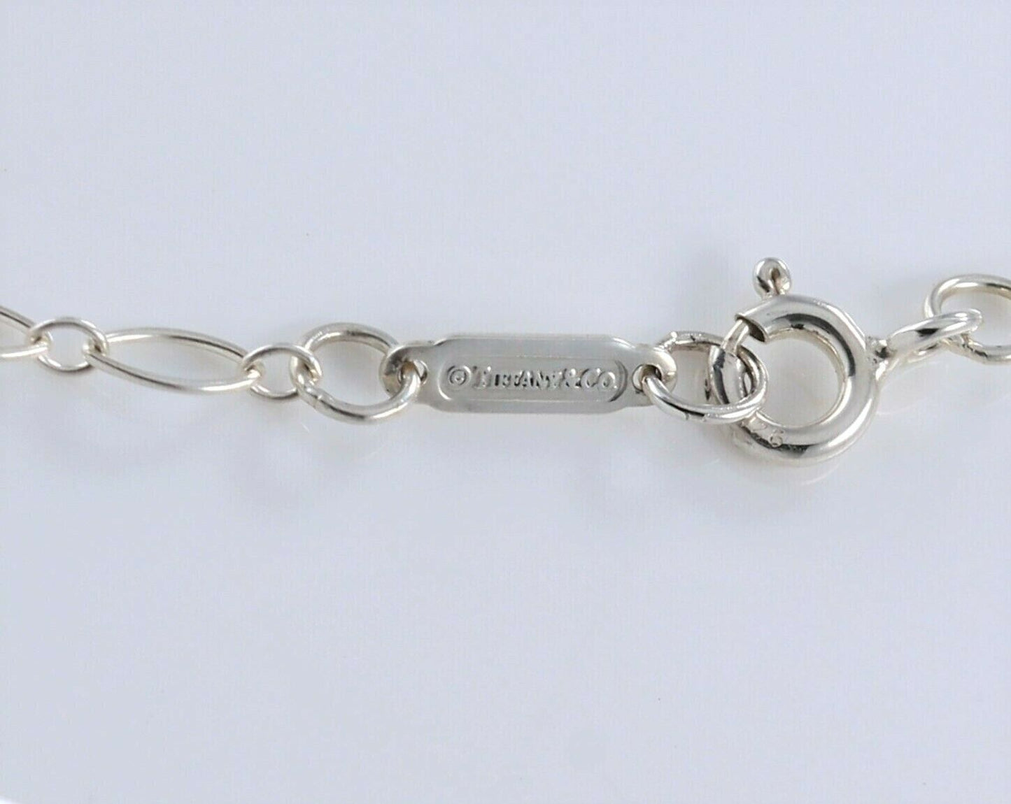 Tiffany & Co Silver Large 2" Oval Key Charm Pendant 18.5" Chain Necklace Pouch