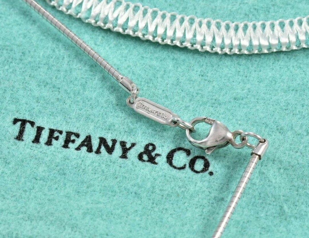 Tiffany & Co Silver Star Pendant 16" Wire Necklace Pouch Vintage Stencil Cutout