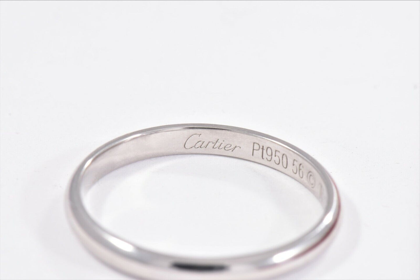 Cartier Platinum 1895 Wedding Band 2.5mm Size 56 7.5 US with Pouch Mint