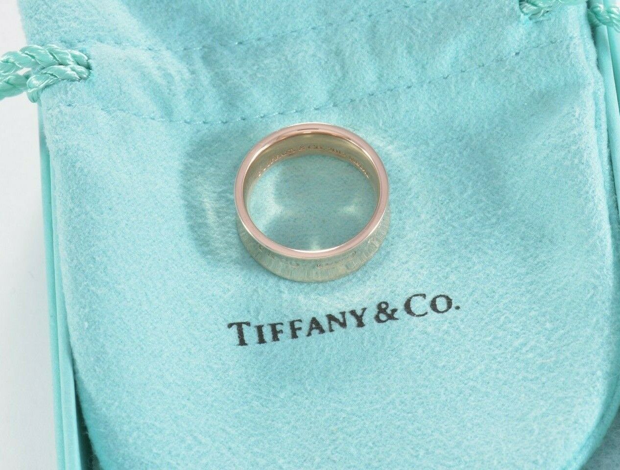 Tiffany & Co Rubedo Gold Metal Medium 1837 Band Ring Size 8 in Pouch Lovely Rare