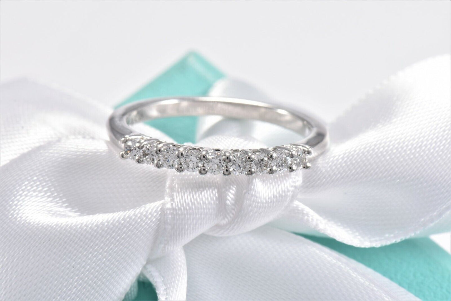 Tiffany & Co Embrace Diamond Platinum 2.2mm Band Size 6 Ring and Packaging