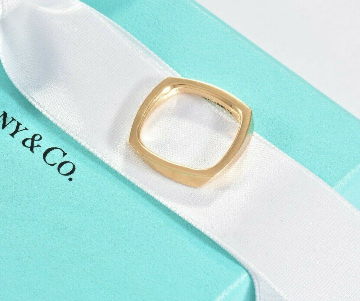 Tiffany & Co Frank Gehry 18K Yellow Gold Torque Square Ring Size 6 Rare in Box