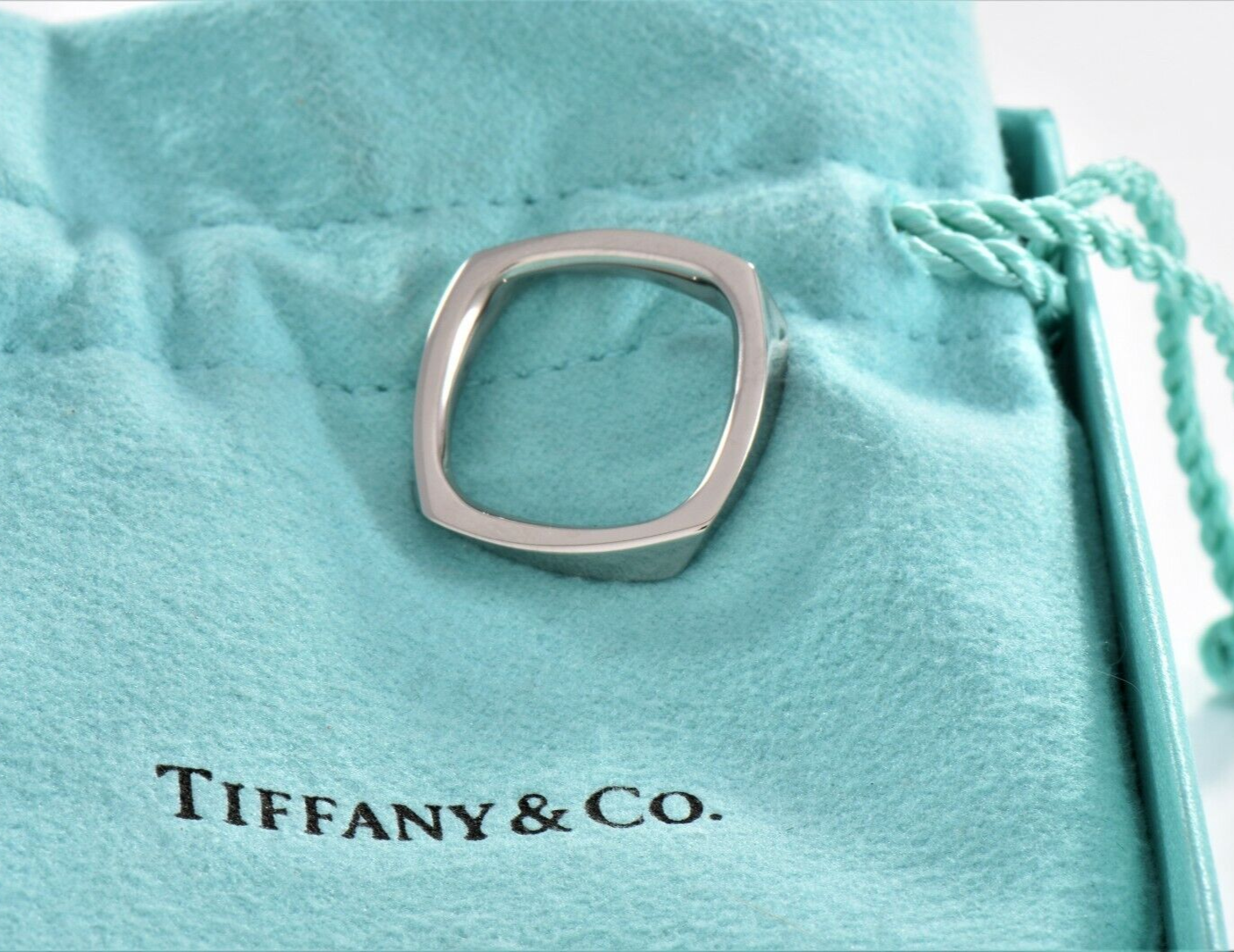 Tiffany & Co Frank Gehry 18K Gold Torque Square Size 5 Ring Limited Rare Black