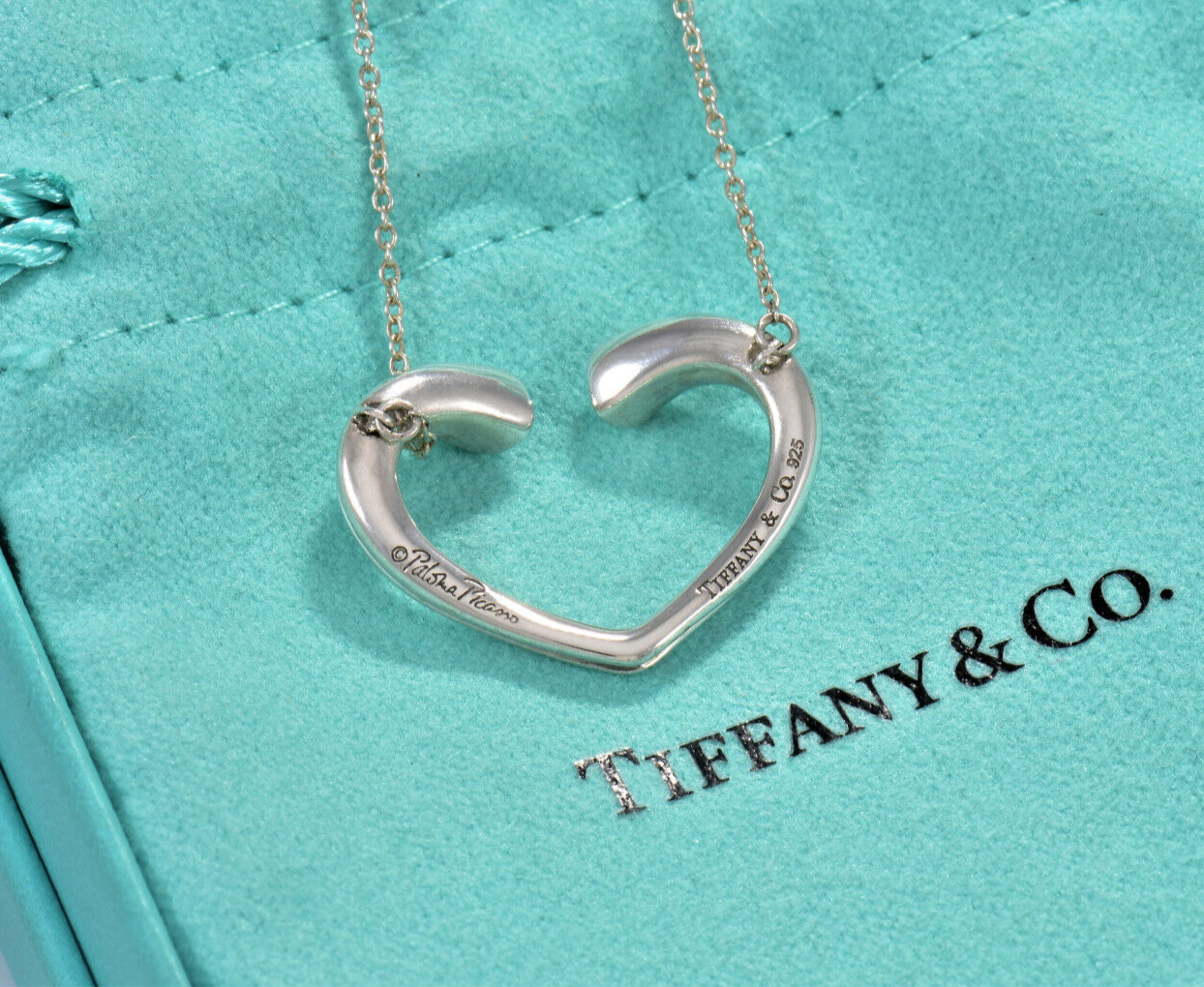 Tiffany & Co Silver Paloma Picasso Large Tenderness Heart Pendant Necklace Boxed