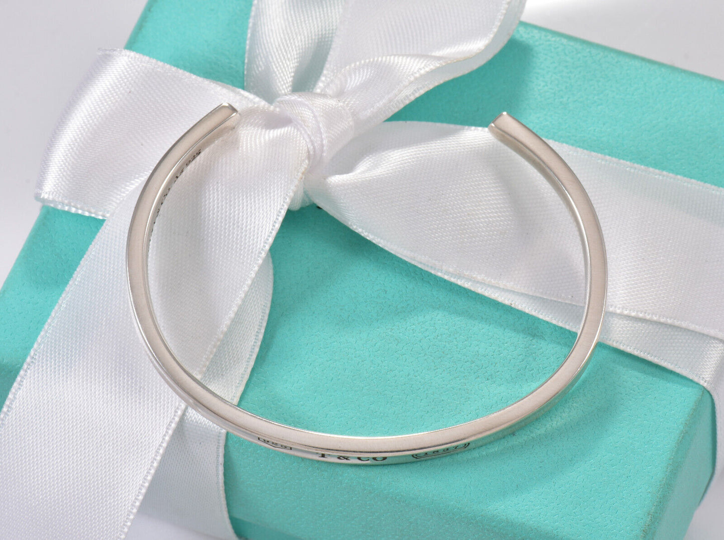 Tiffany & Co Sterling Silver 1837 Narrow Cuff 6" Bracelet in Box Pouch Lovely