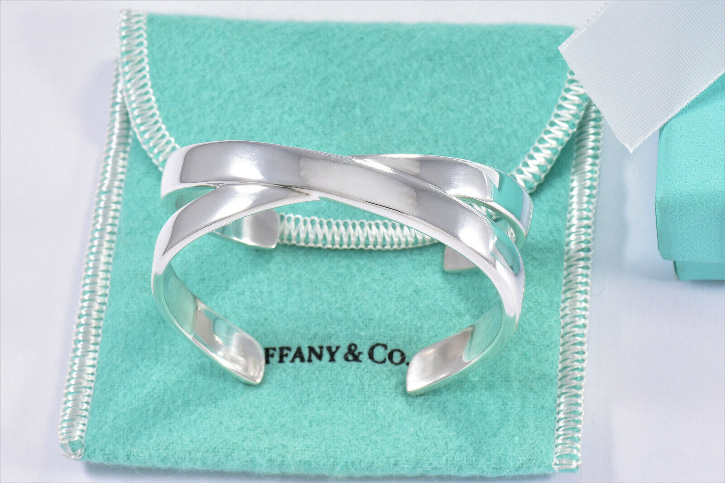 Tiffany & Co Silver Paloma Picasso Graffiti X Cuff Bracelet Size Small in Pouch