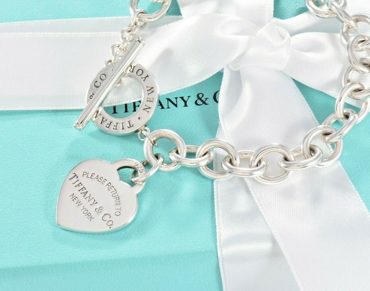 Please Return To Tiffany & Co Silver Toggle Chain 8.45" Bracelet New Version