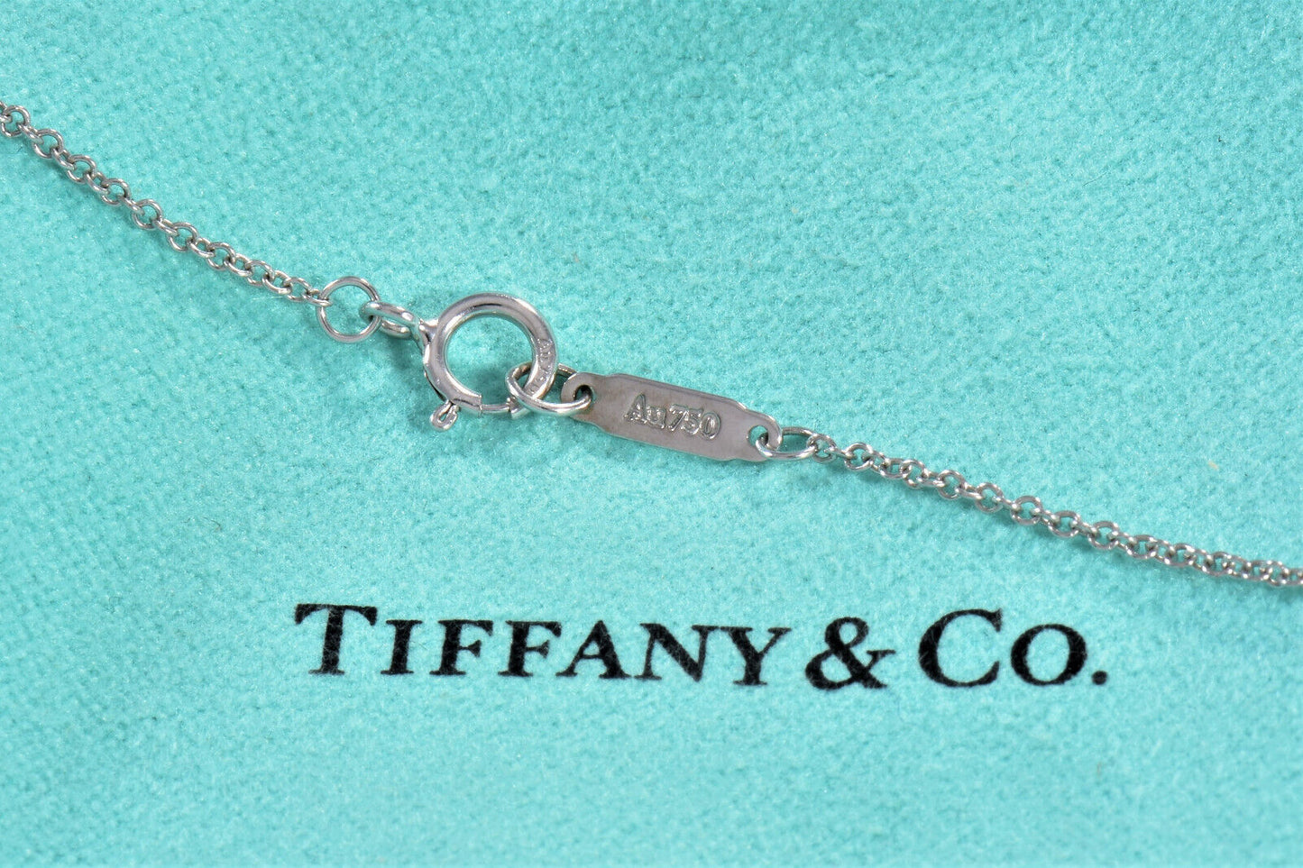 Tiffany & Co Diamond 18K White Gold Mini Metro Cross Pendant 17" Necklace Boxed