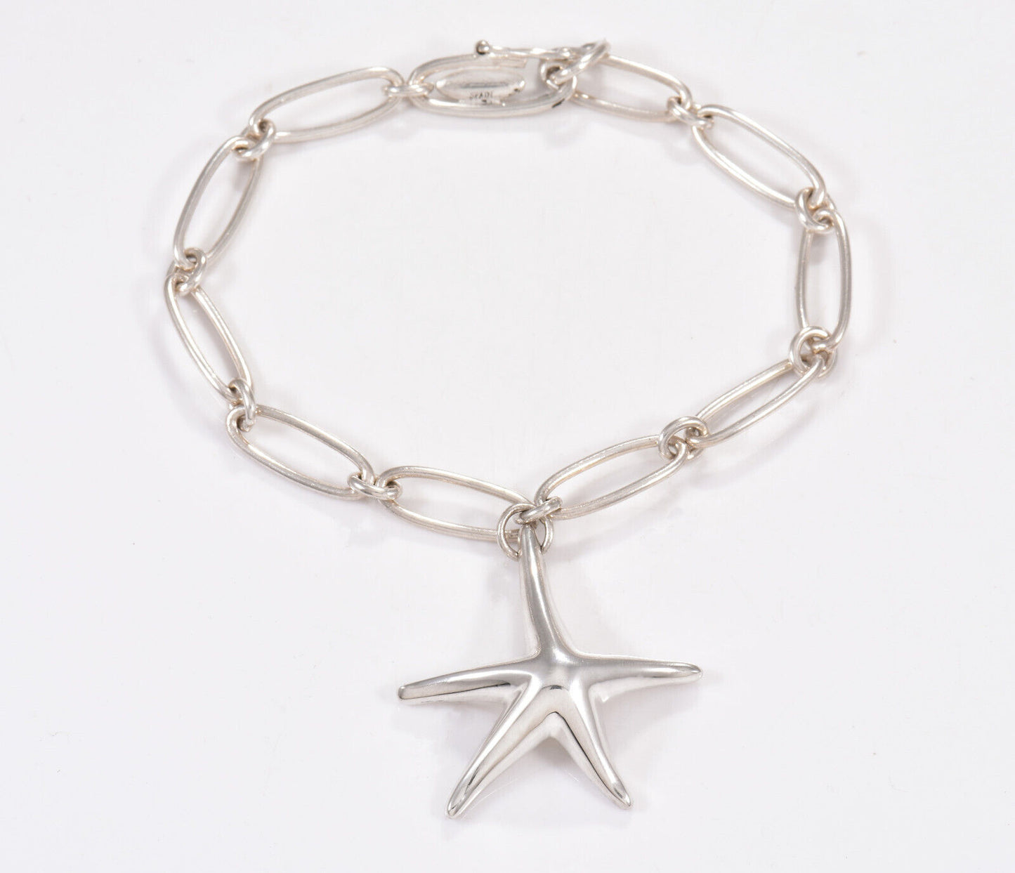 Tiffany & Co Elsa Peretti Silver Large Starfish Oval Link Chain 6.75" Bracelet