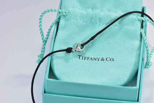 Tiffany & Co Silver Elsa Peretti Rectangle Curved Pendant Silk Necklace Spoon