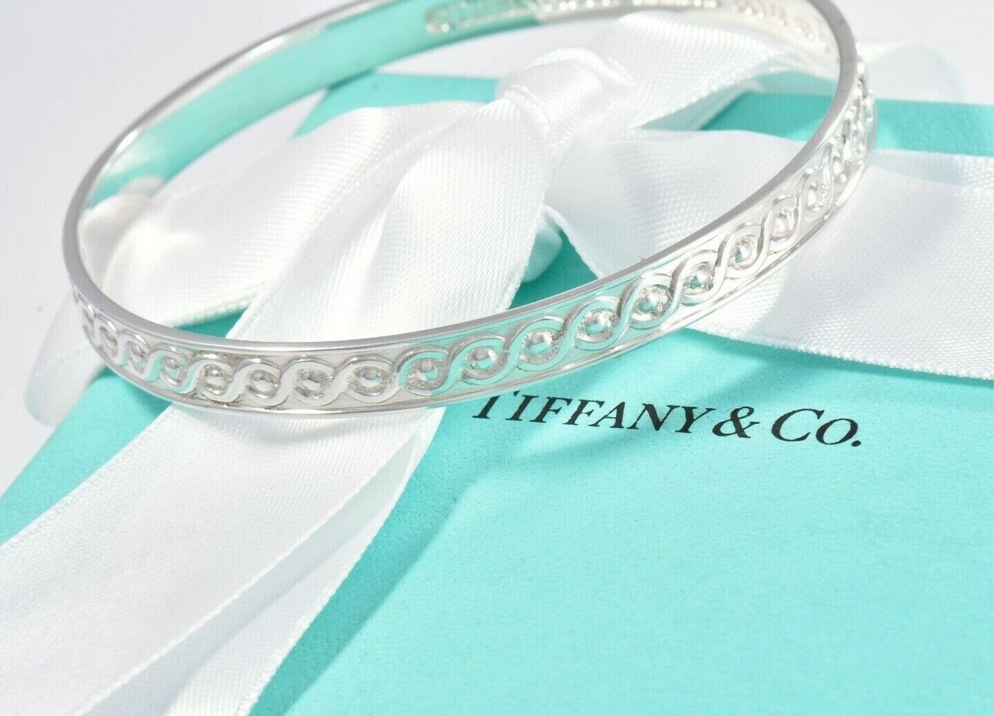 Tiffany & Co Silver Infinity Makers Limited Edition Bangle Bracelet Size Large