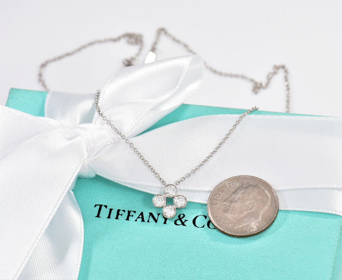 Tiffany & Co Platinum Diamond Jazz Bezel Pendant 16" Necklace in Box Pouch Rare