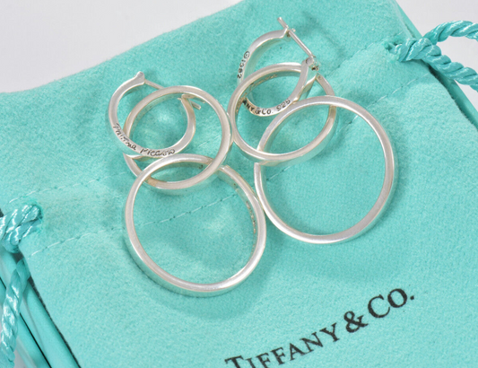 Vintage Tiffany & Co 2 in 1 Paloma Picasso Three Interlocking Hoop Drop Earrings