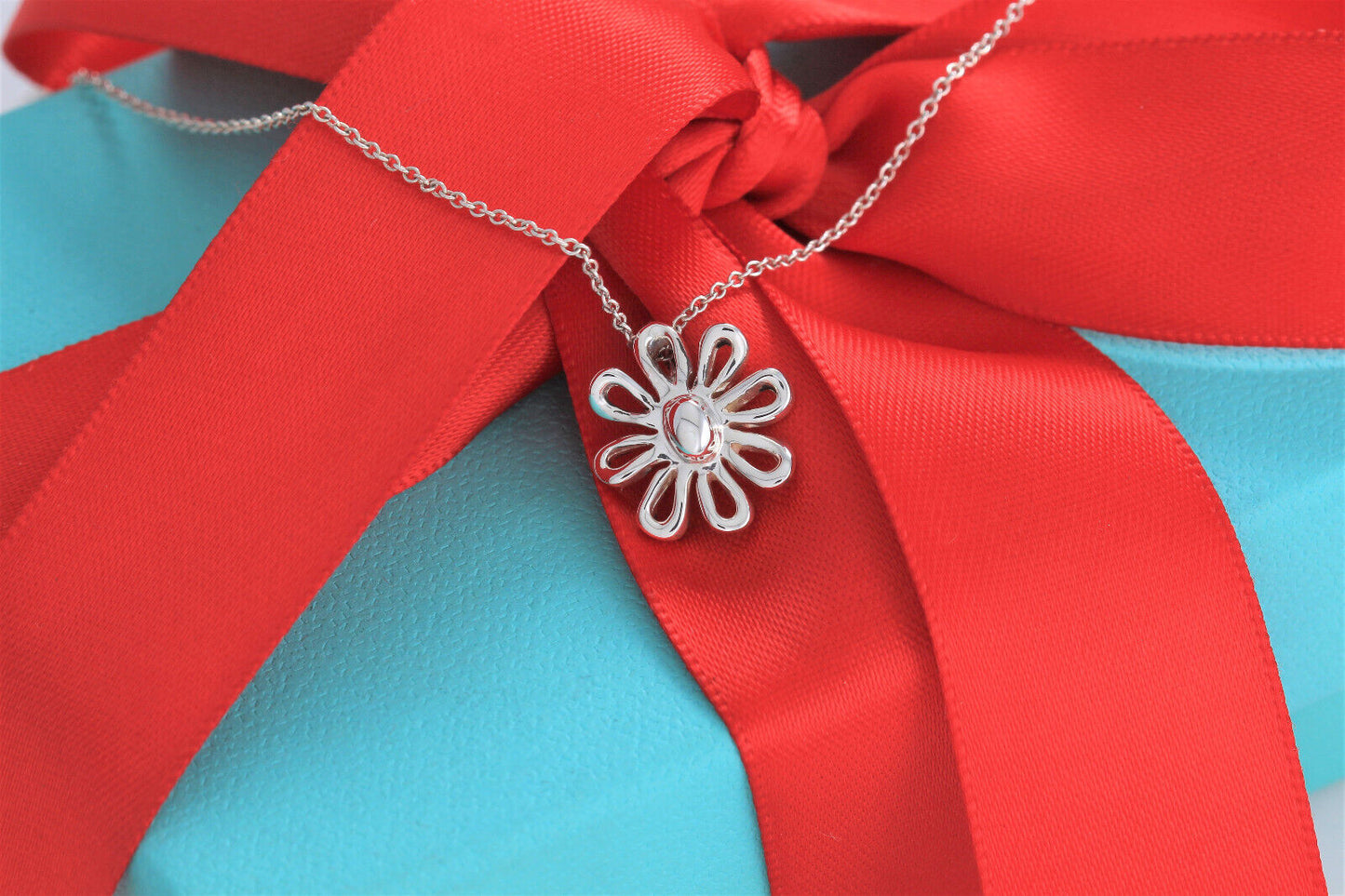 Tiffany & Co Silver Paloma Picasso Daisy Flower Pendant Necklace in Pouch Rare