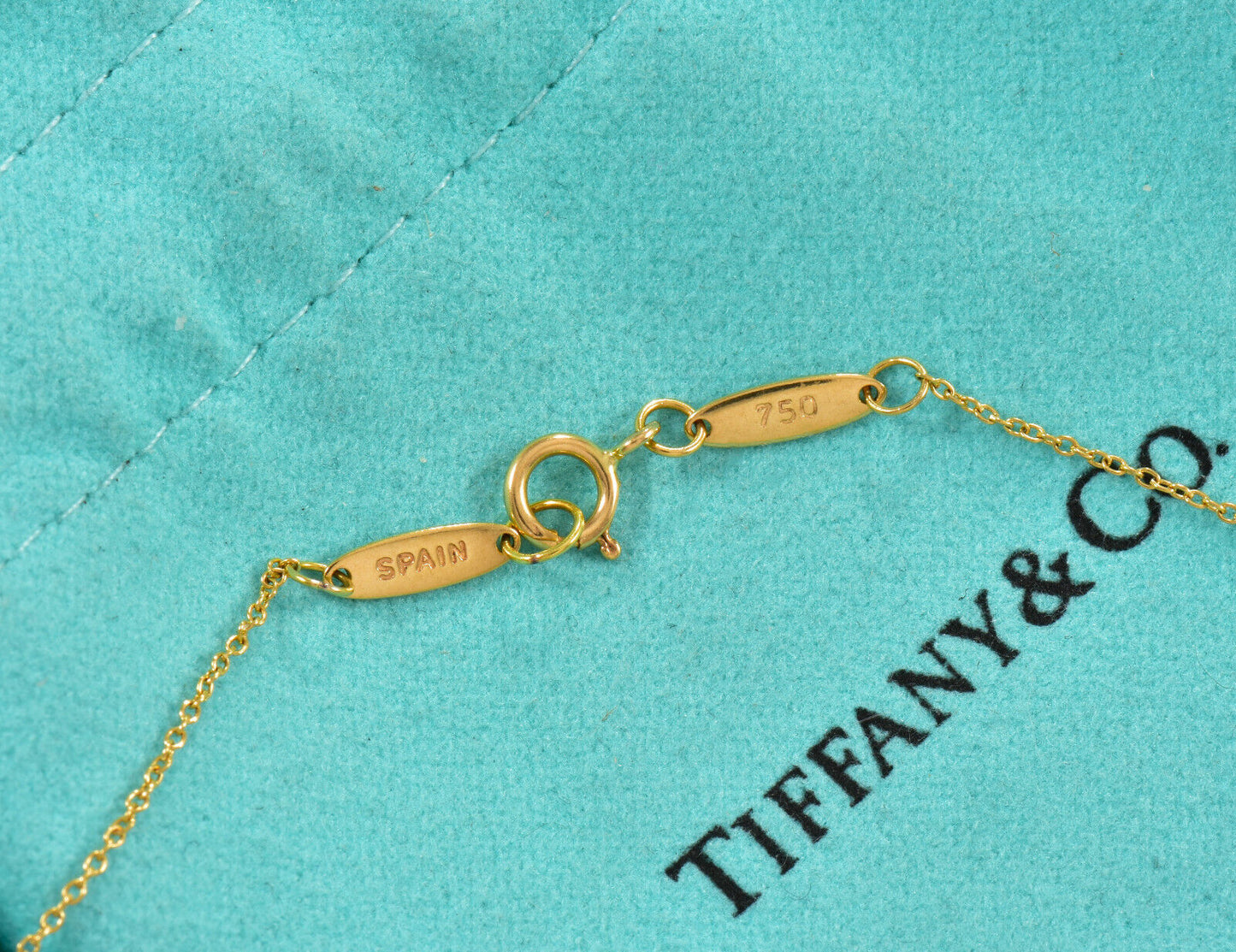 Tiffany & Co 18K Yellow Gold Elsa Peretti Letter G Pendant 16" Necklace in Box