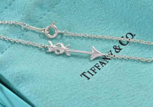 Tiffany & Co Silver Paloma Picasso Graffiti Arrow 7" Chain Bracelet in Pouch