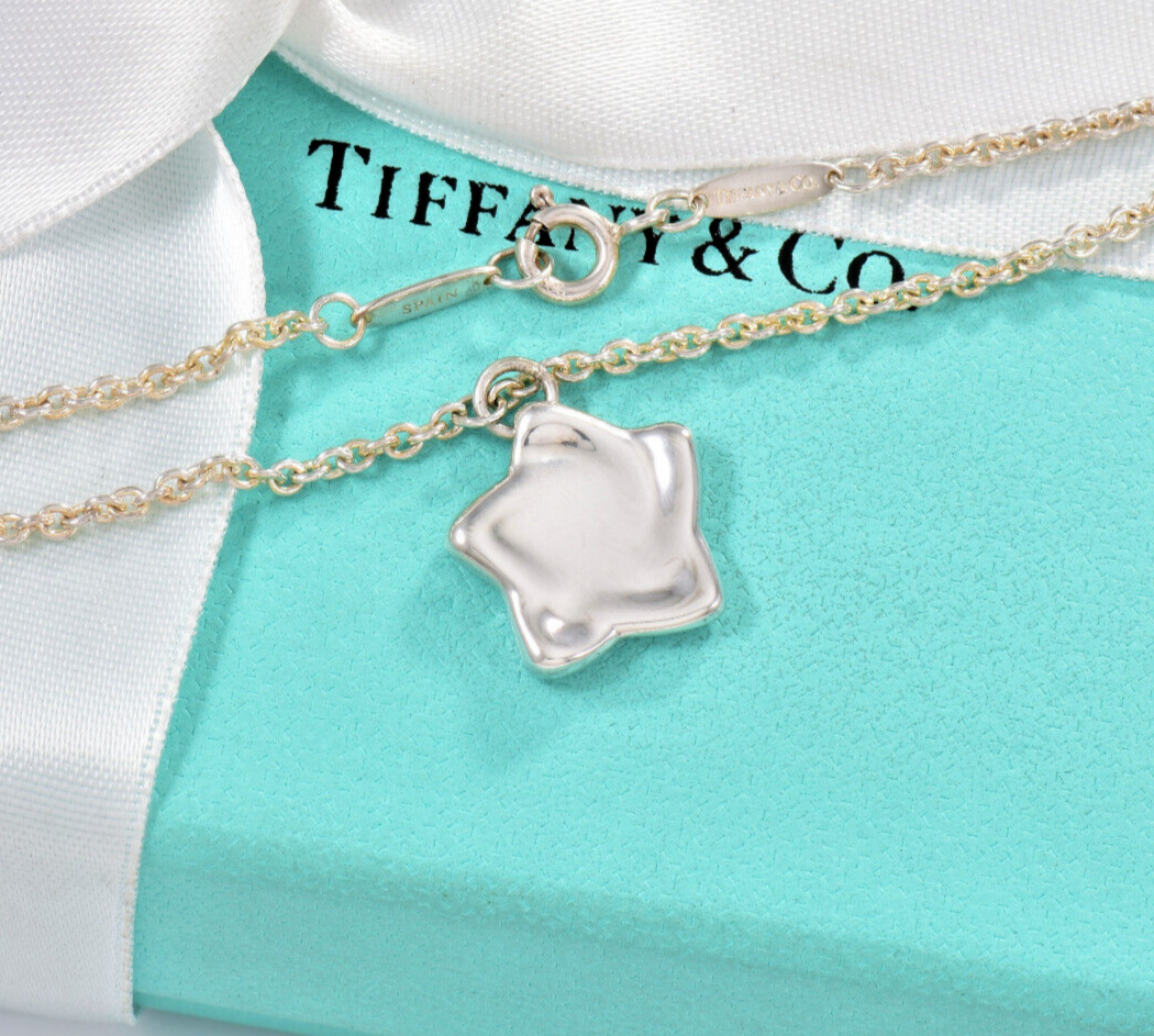 Tiffany & Co Silver Elsa Peretti Star Charm 7.26" Chain Bracelet in Pouch Rare