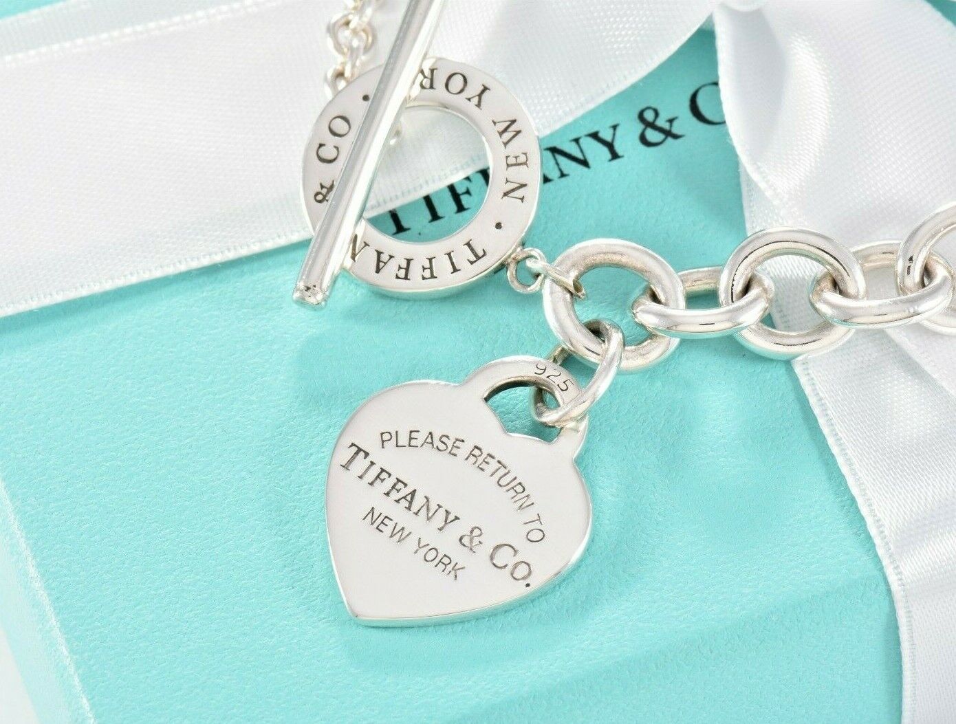 Please Return To Tiffany & Co Silver Toggle Chain 8.45" Bracelet New Version