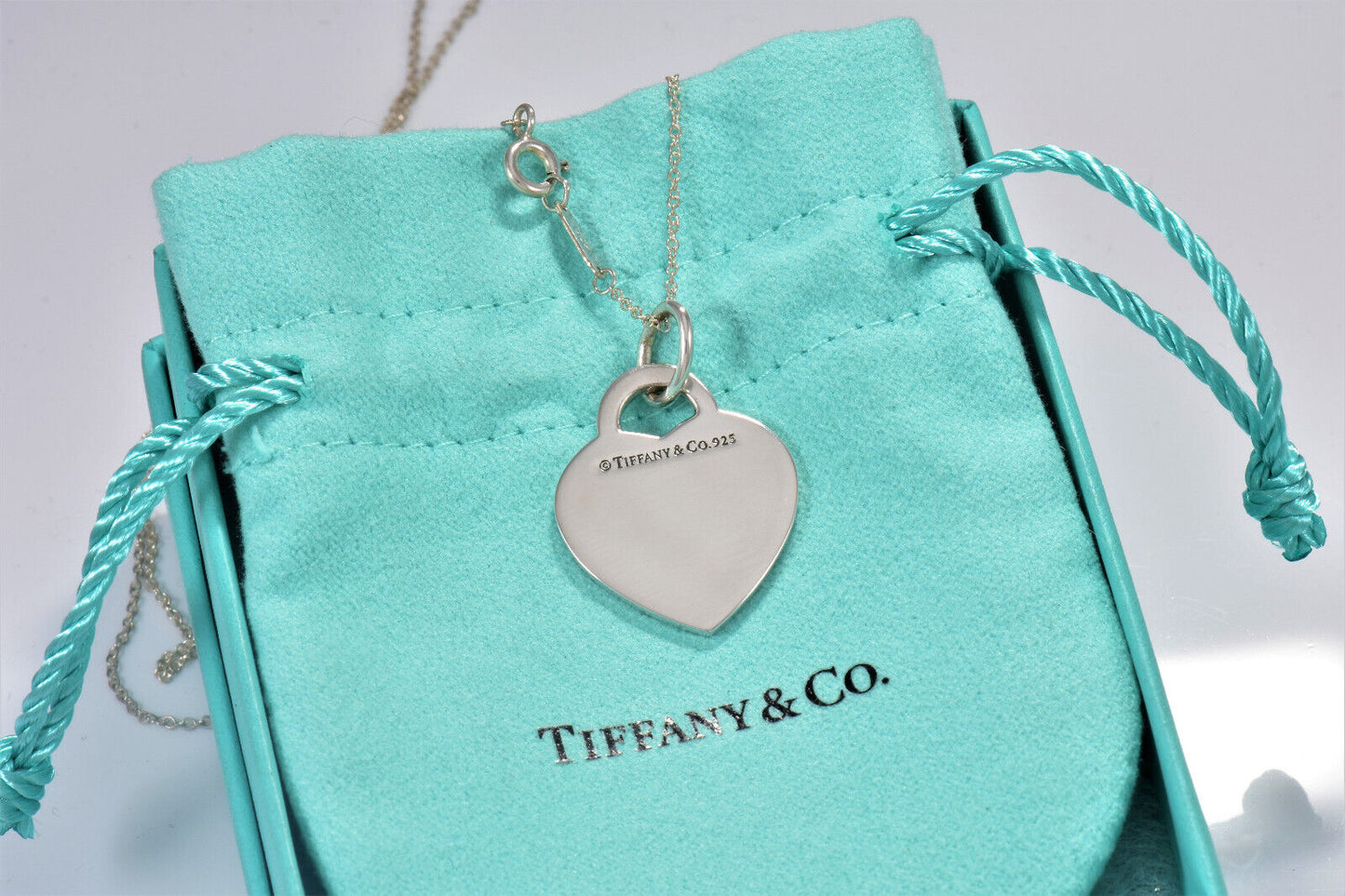 Tiffany & Co Silver Mom Heart Tag Pendant 20" Necklace in Box Pouch Lovely Gift