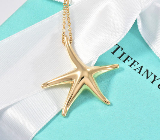 Tiffany & Co Elsa Peretti 18K Yellow Gold Large Starfish Pendant 16" Necklace