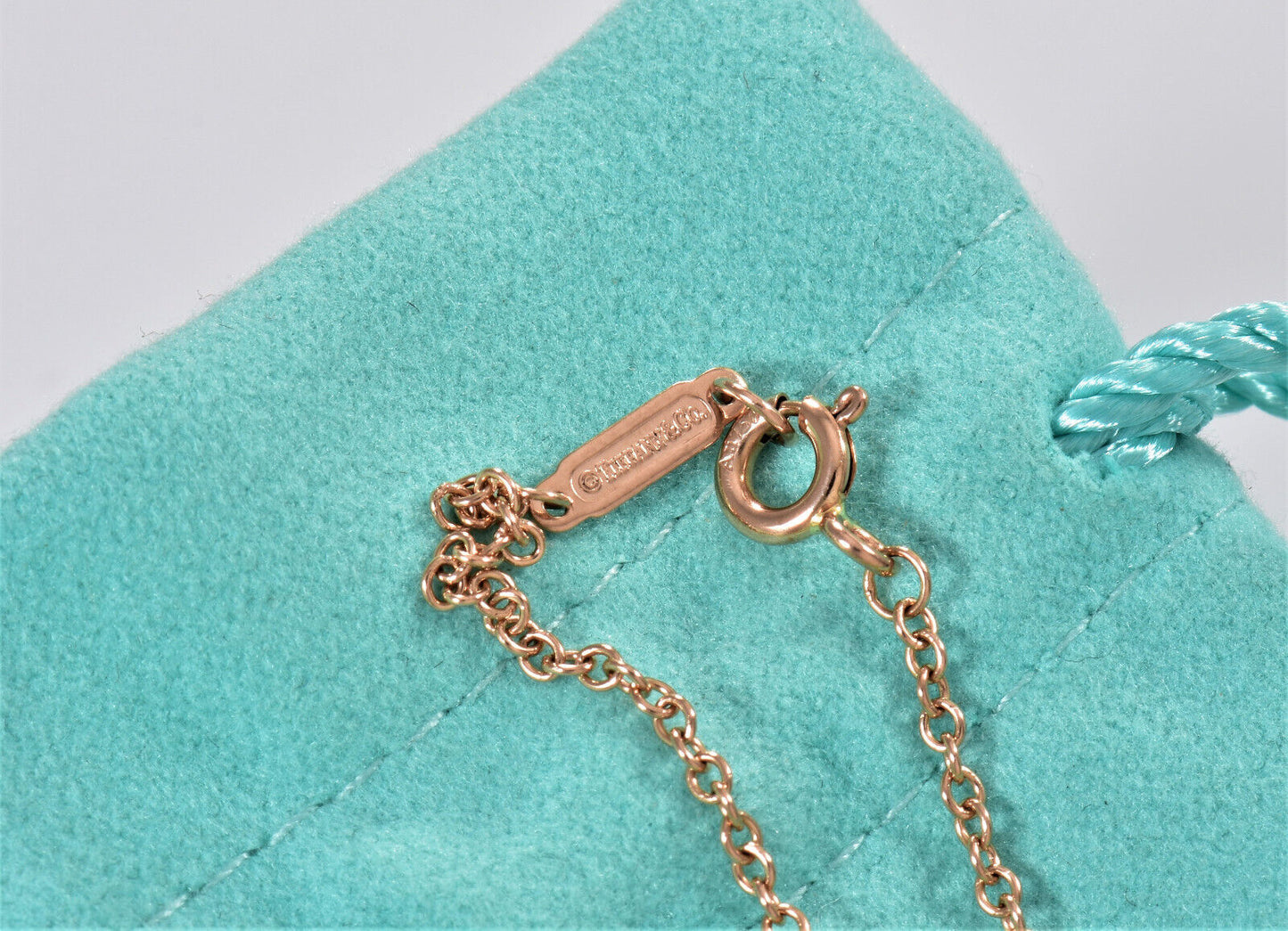 Tiffany & Co 18K Rose Gold T Square Single Chain 6.5" Bracelet in Box Rare Love