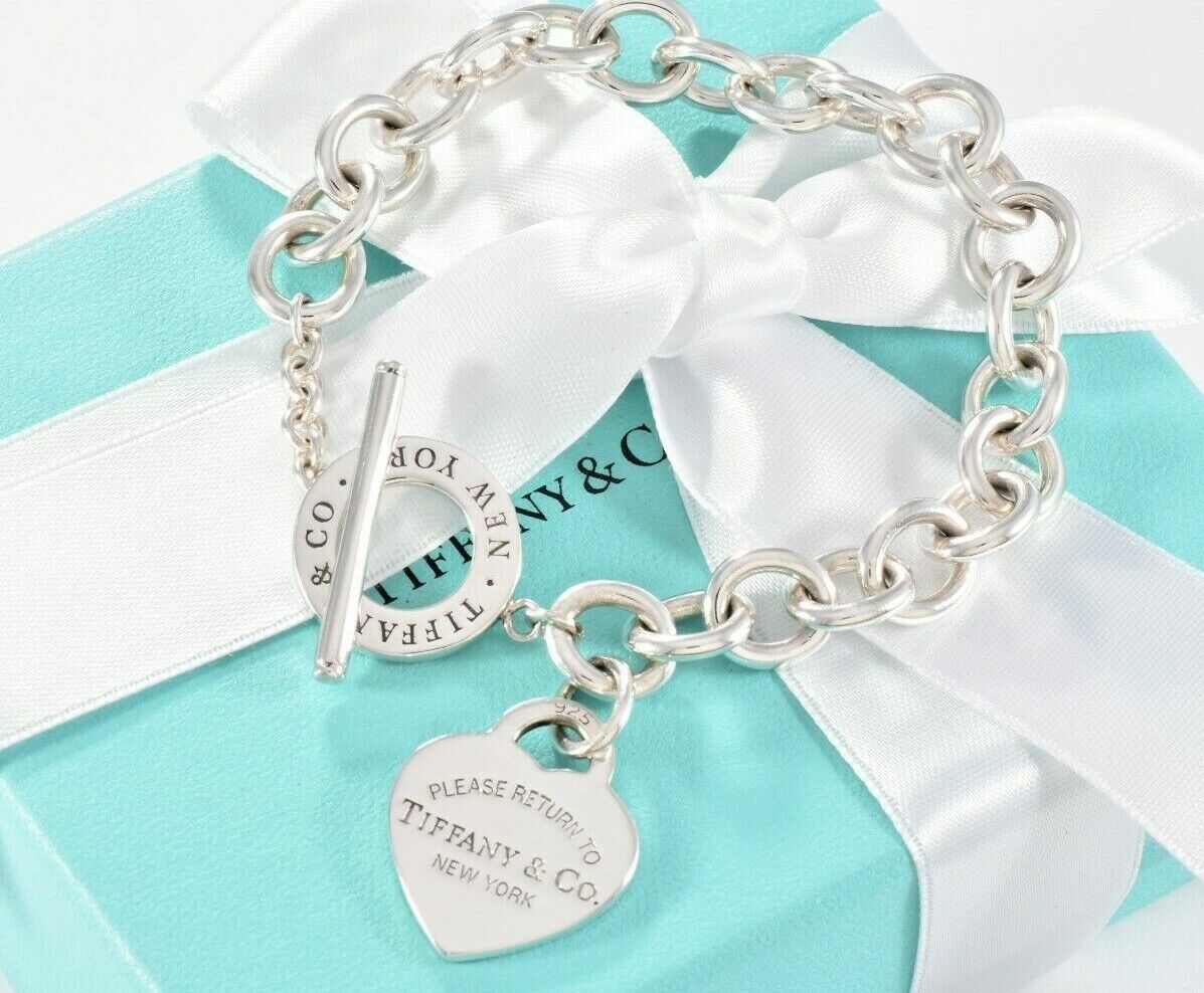 Please Return To Tiffany & Co Silver Toggle Chain 8.45" Bracelet New Version