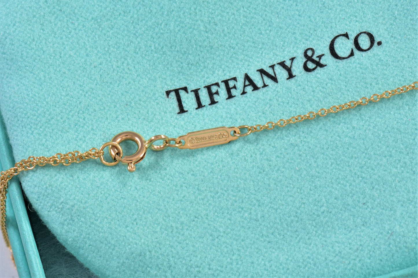 Tiffany & Co 18K Yellow Gold Small T Smile Pendant Necklace 16-18" in Box Pouch