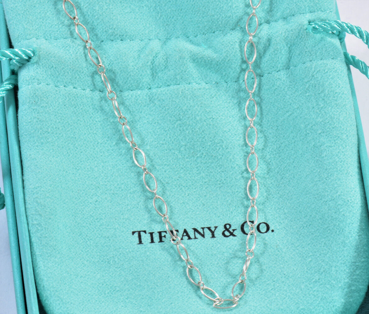 Tiffany & Co Sterling Silver 30.25" Oval Link Chain Necklace XL In Pouch Long