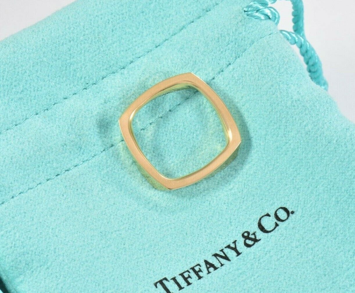 Tiffany & Co Frank Gehry 18K Yellow Gold Torque Square Ring Size 6 Rare in Box