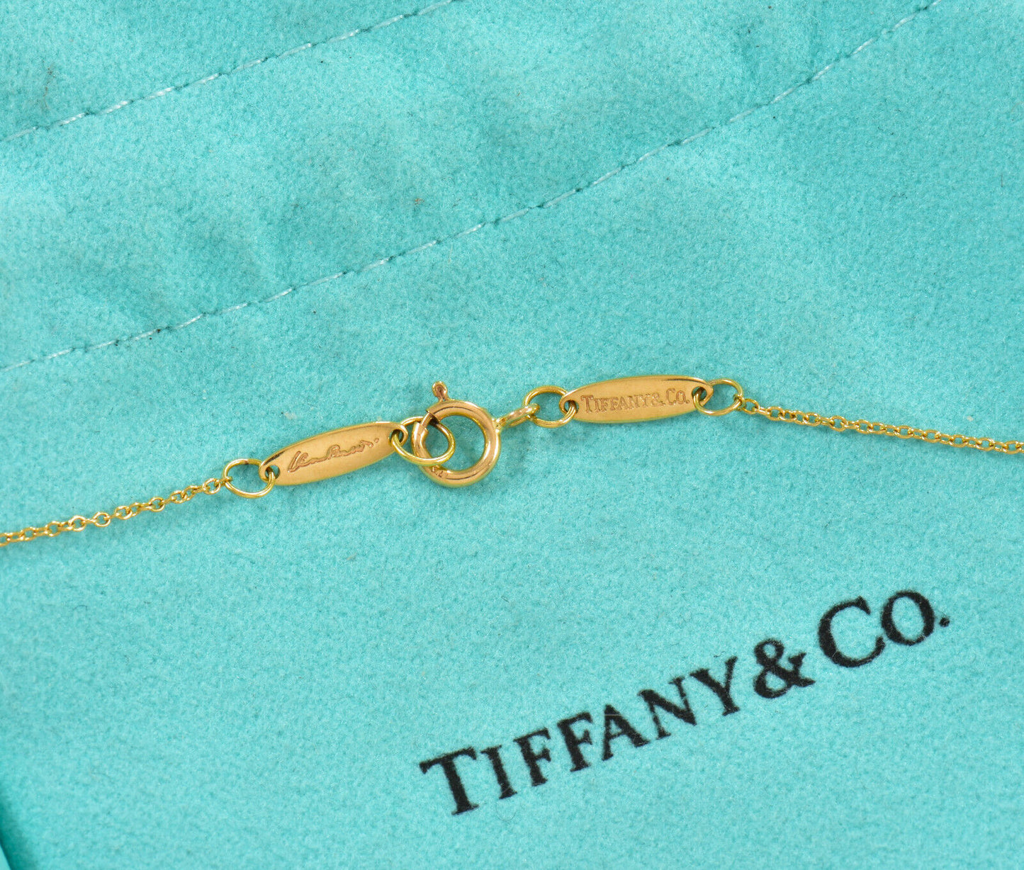 Tiffany & Co 18K Yellow Gold Elsa Peretti Letter G Pendant 16" Necklace in Box