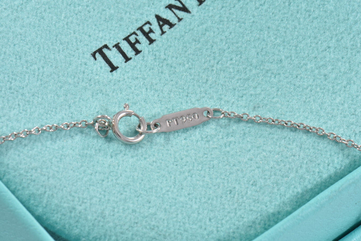 Tiffany & Co Platinum Three Diamond Heart Pendant 16.25" Necklace in Box Pouch