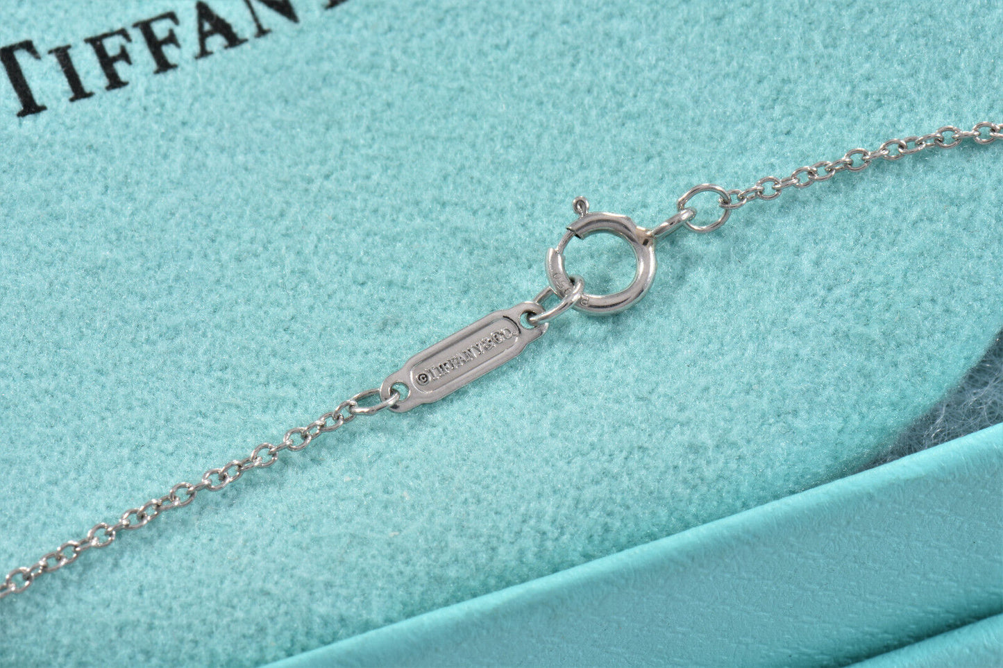 Tiffany & Co Platinum Three Diamond Heart Pendant 16.25" Necklace in Box Pouch