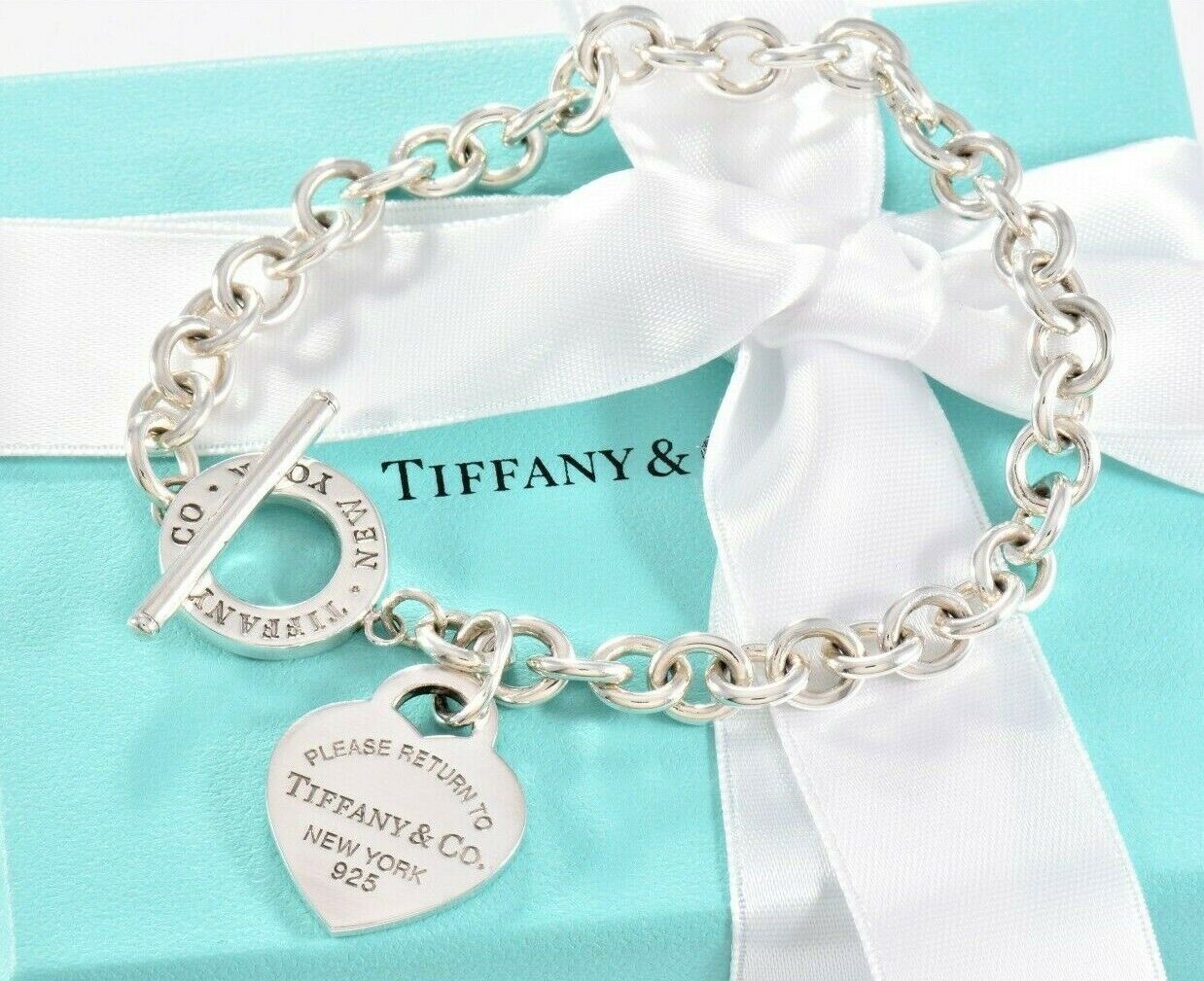 Please Return To Tiffany & Co Silver Toggle Chain Bracelet 8.5" New Version